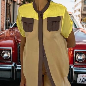 Uffizi Silk Color Block Blouse